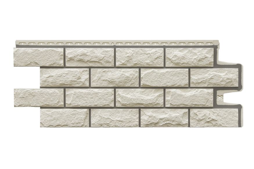 Фасадные панели Grand Line, Колотый камень Design, Молочный (шов RAL 7006) купить в Сургуте