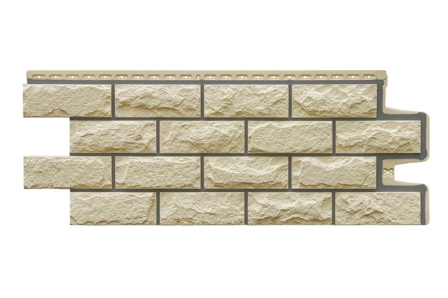 Фасадные панели Grand Line, Колотый камень Design, Бежевый (шов RAL 7006) купить в Сургуте