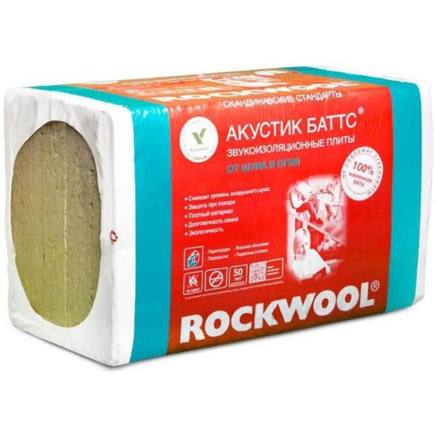 Утеплитель Акустик Баттс 50X600X1000 Rockwool купить в Сургуте