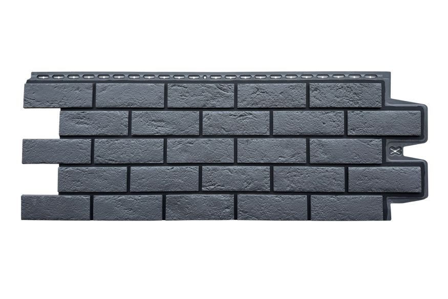 Фасадная панель Grand Line, Состаренный кирпич Design, Графит, шов RAL 9005 купить в Сургуте